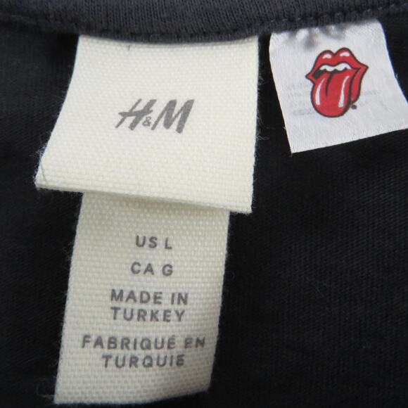 H&M Rolling Stones Graphic Crop Top Large Retro Rainbow Logo Crop Band Tee - Picture 5 of 5